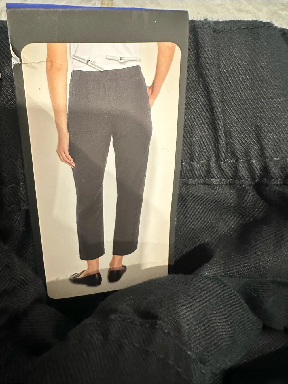 NWT Banana Republic Womens Black Tapered Crop Pants Pockets Linen Blend Size L
